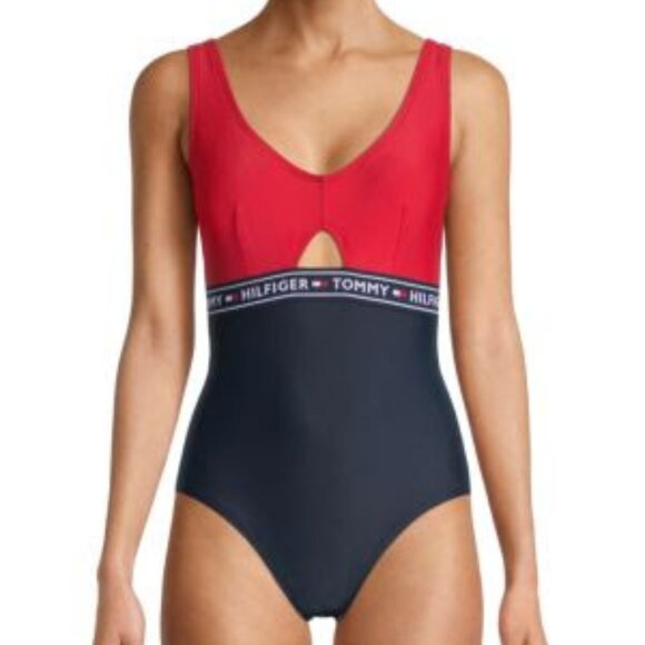 Tommy Hilfiger Elastic Logo One-Piece Swimsuit S - Picture 1 of 2
